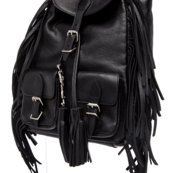 Saint Laurent Black Backpack with Fringe main image 4